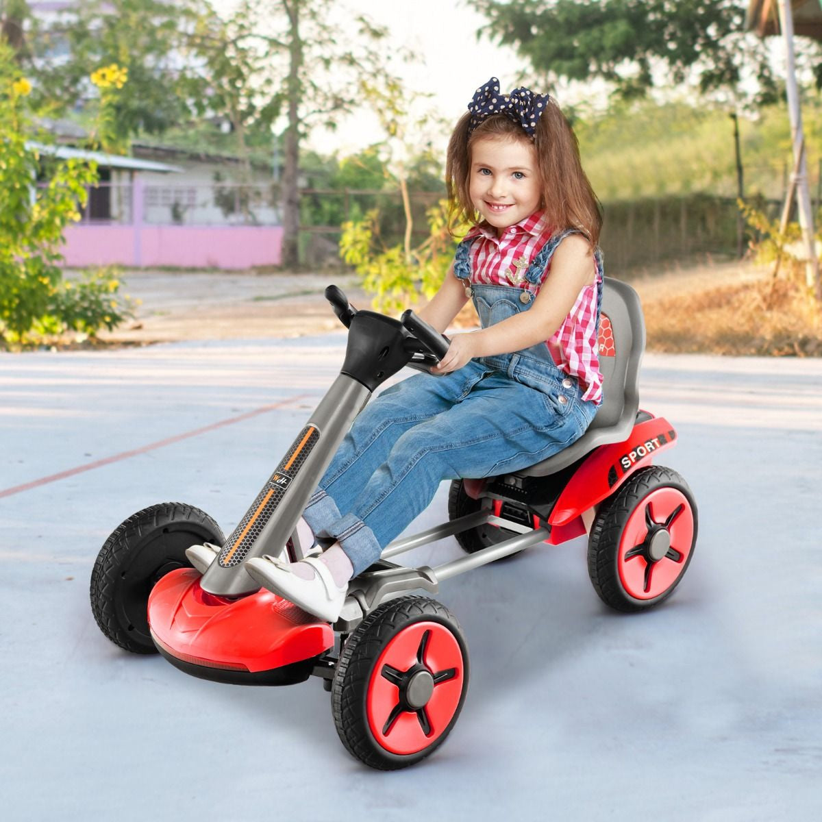 Go Kart Elettrico 12V per Bambini, Go Kart Pieghevole Con Volante E Sedile Regolabili Pulsante Di Avvio