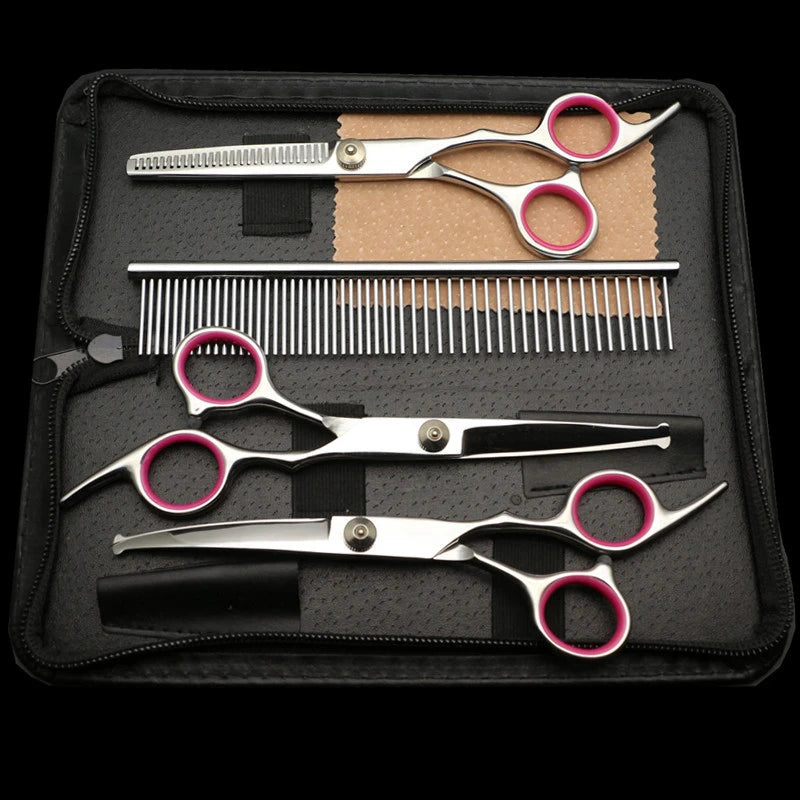 Safe Stainless Steel Pet Scissors for Dog Grooming Comfortable Rounded Tips Curved Dog Scissors Kit Tools Gift Comb