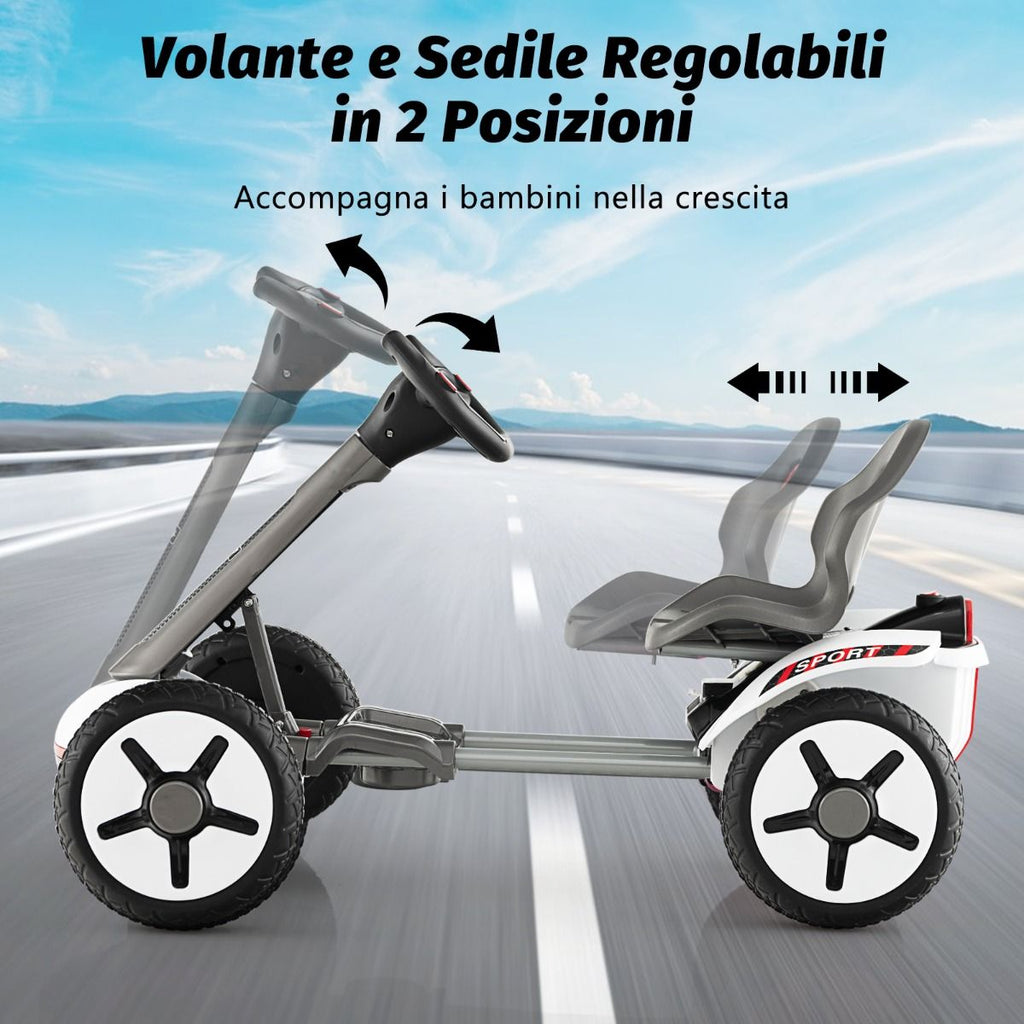 Go Kart Elettrico 12V per Bambini, Go Kart Pieghevole Con Volante E Sedile Regolabili Pulsante Di Avvio