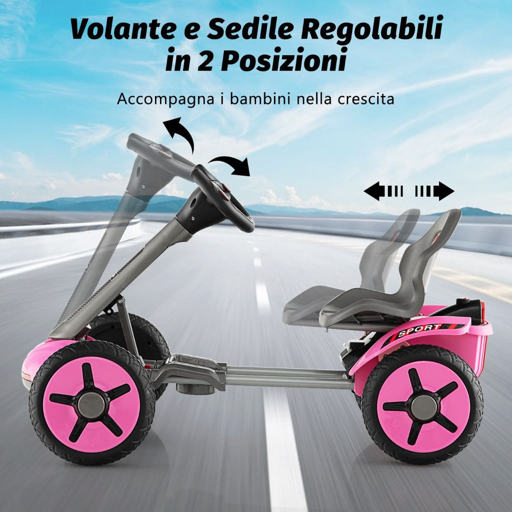 Go Kart Elettrico 12V per Bambini, Go Kart Pieghevole Con Volante E Sedile Regolabili Pulsante Di Avvio