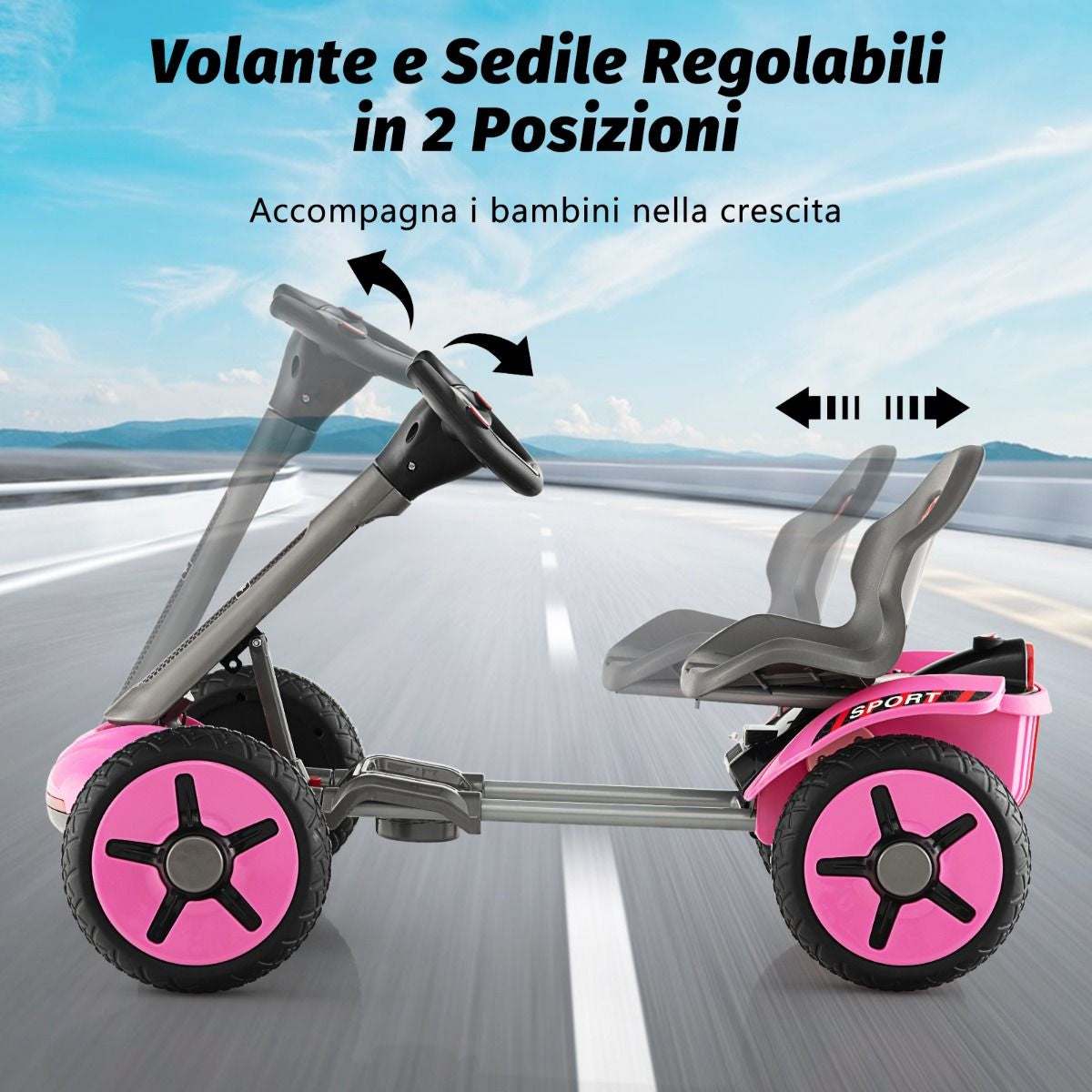 Go Kart Elettrico 12V per Bambini, Go Kart Pieghevole Con Volante E Sedile Regolabili Pulsante Di Avvio