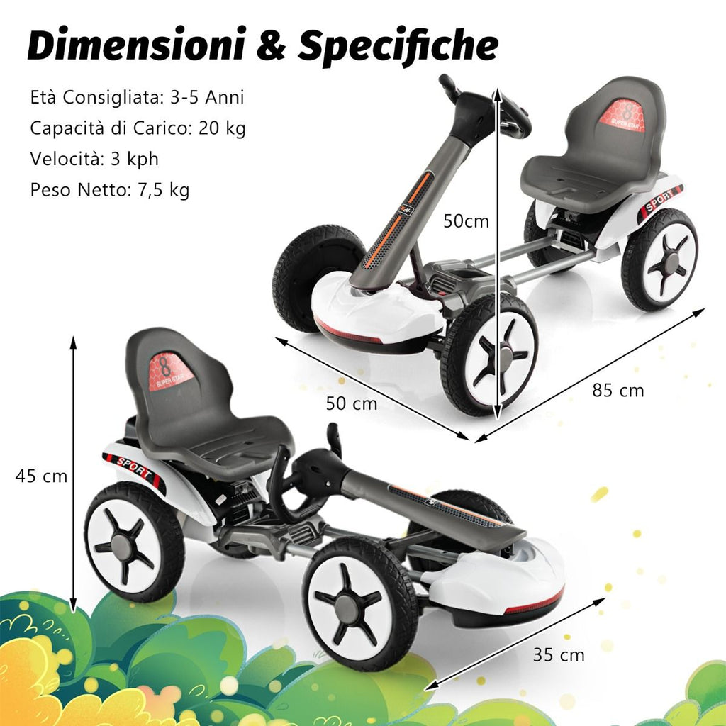 Go Kart Elettrico 12V per Bambini, Go Kart Pieghevole Con Volante E Sedile Regolabili Pulsante Di Avvio