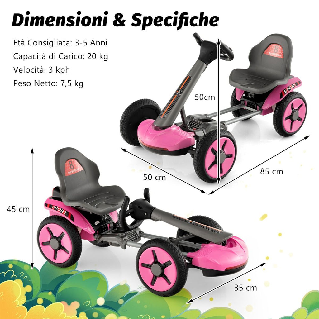 Go Kart Elettrico 12V per Bambini, Go Kart Pieghevole Con Volante E Sedile Regolabili Pulsante Di Avvio