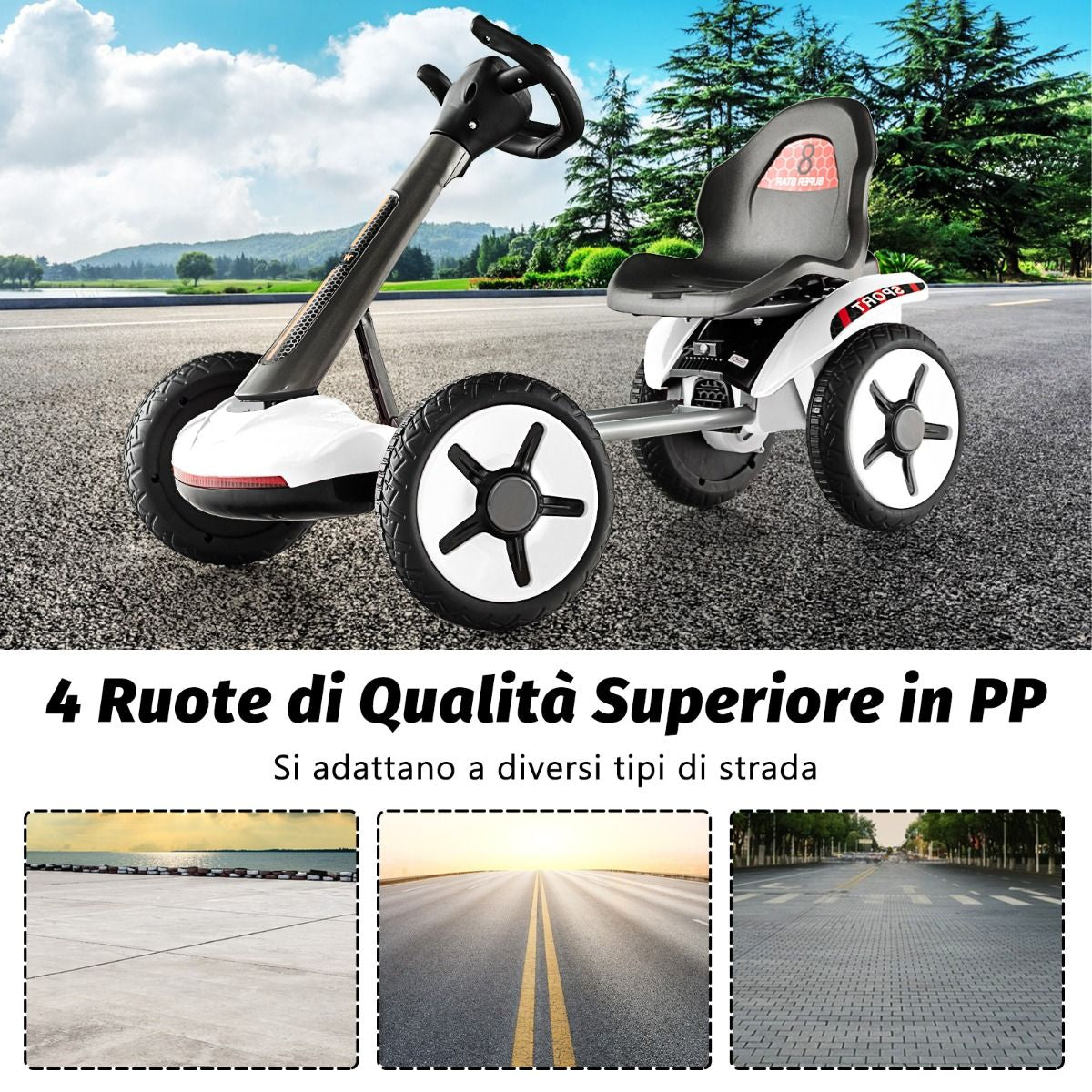 Go Kart Elettrico 12V per Bambini, Go Kart Pieghevole Con Volante E Sedile Regolabili Pulsante Di Avvio