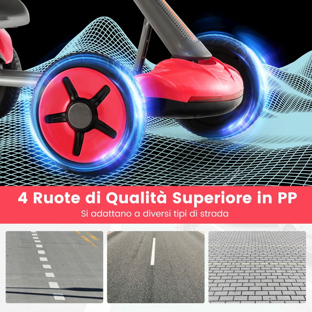 Go Kart Elettrico 12V per Bambini, Go Kart Pieghevole Con Volante E Sedile Regolabili Pulsante Di Avvio
