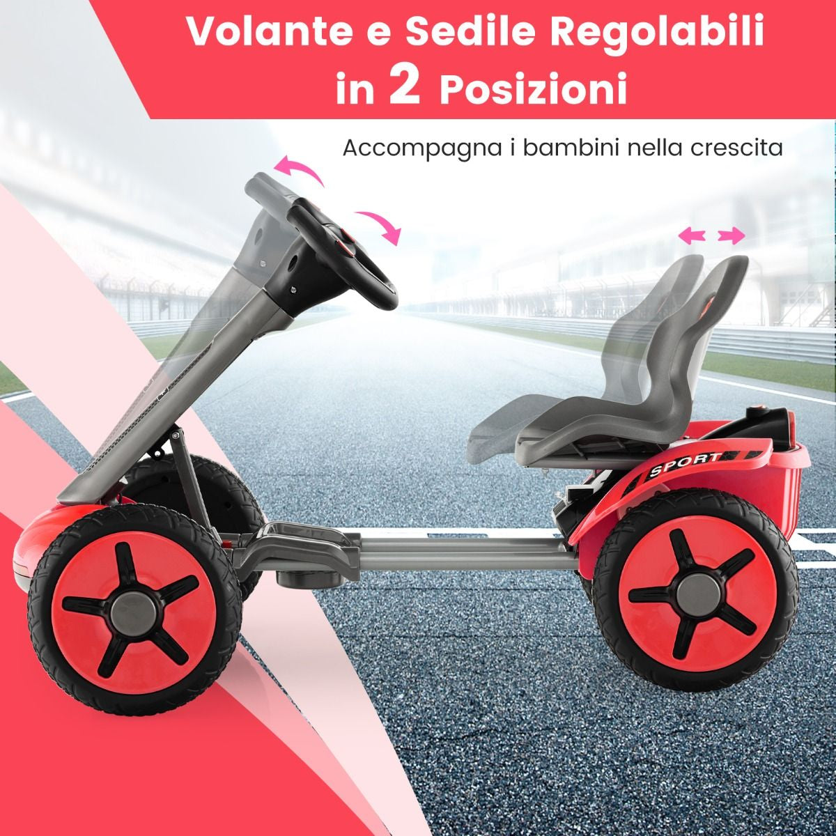 Go Kart Elettrico 12V per Bambini, Go Kart Pieghevole Con Volante E Sedile Regolabili Pulsante Di Avvio