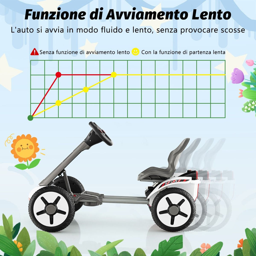 Go Kart Elettrico 12V per Bambini, Go Kart Pieghevole Con Volante E Sedile Regolabili Pulsante Di Avvio