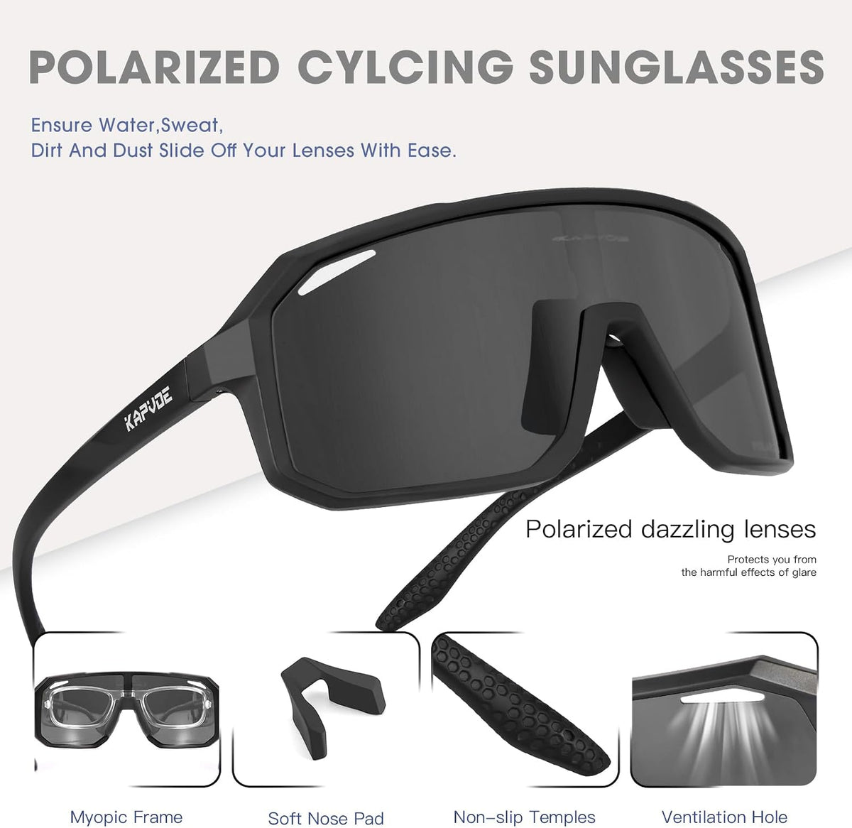 Polarizzati Occhiali Da Ciclismo Uomo Occhiali MTB Donna Occhiali Bici Da Corsa Occhiali Da Sole Sportivi Occhiali Da Sole Ciclismo Occhiali Mountain Bike Occhiali Running Golf Baseball Pesca