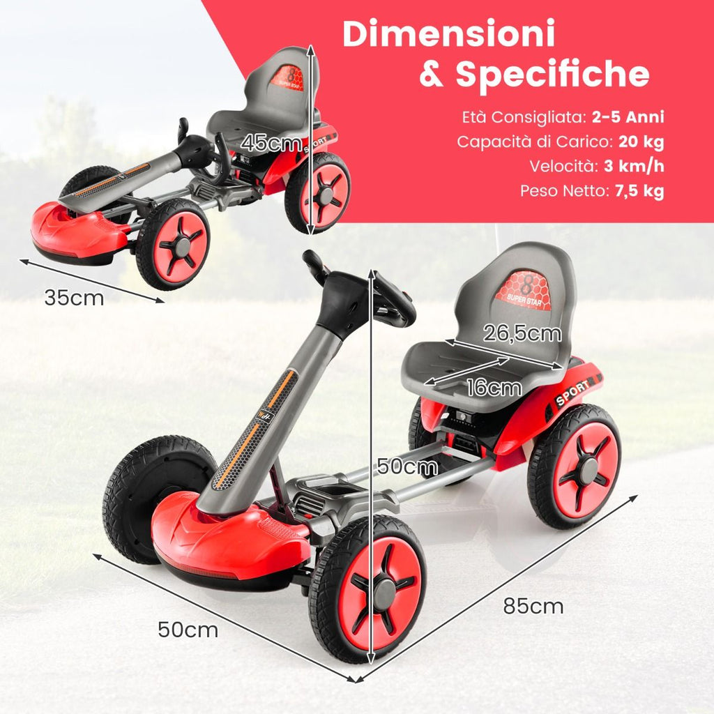 Go Kart Elettrico 12V per Bambini, Go Kart Pieghevole Con Volante E Sedile Regolabili Pulsante Di Avvio