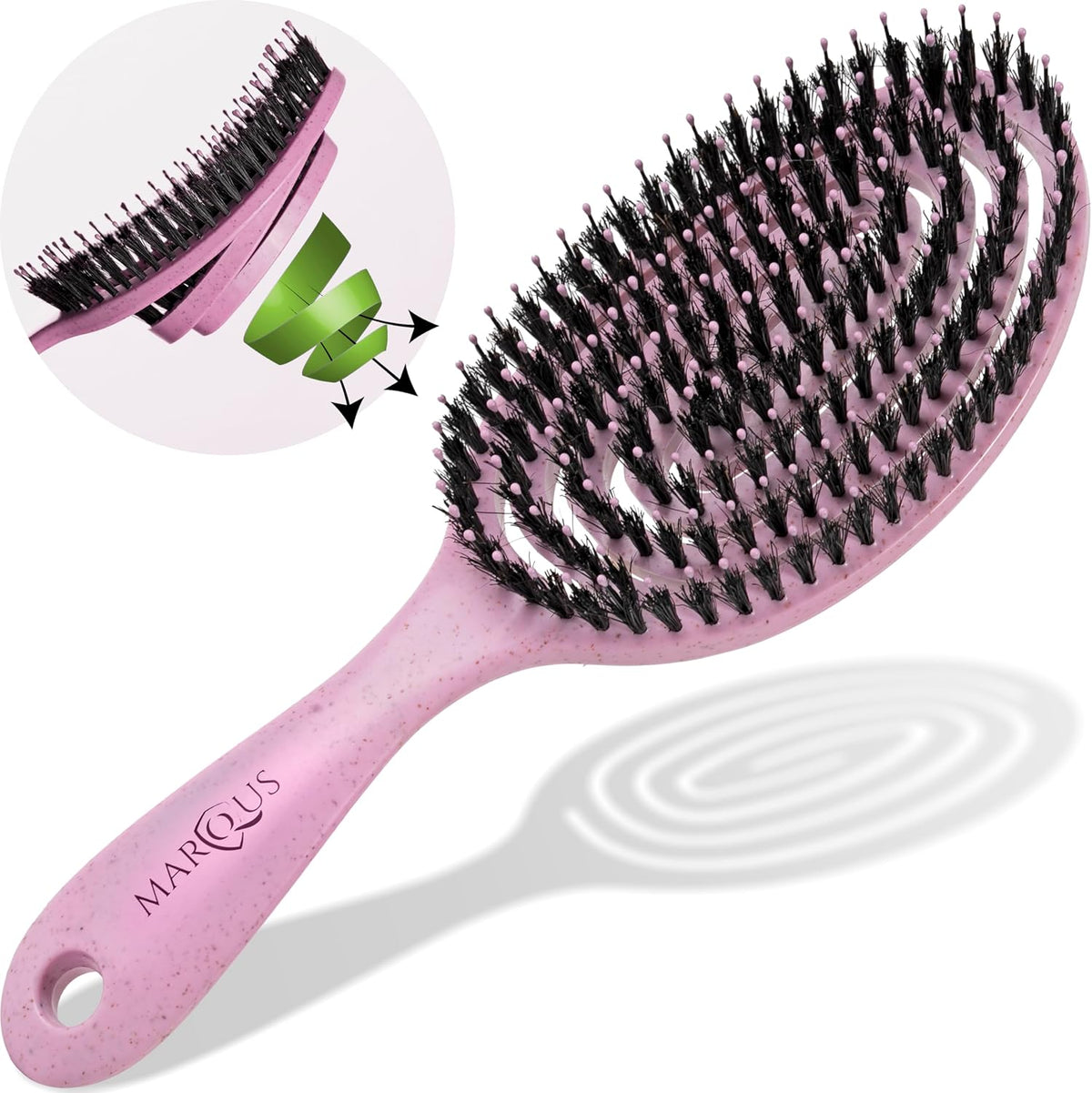 Spazzola Setole Cinghiale – Districante Professionale Con Doppia Molla a Spirale, Ideale per Ogni Tipo Di Capelli. Naturali, Garantisce Una Cura Delicata E Risultati Perfetti