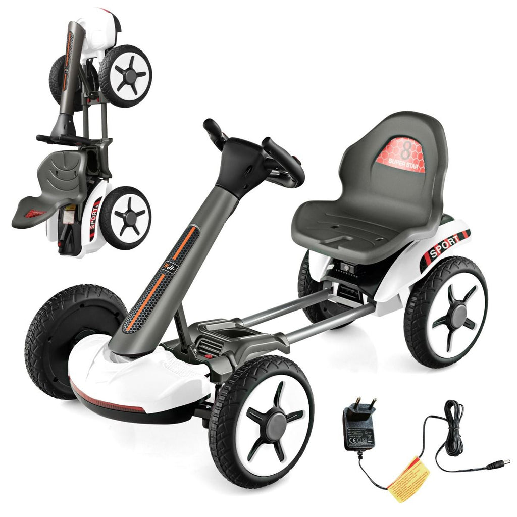 Go Kart Elettrico 12V per Bambini, Go Kart Pieghevole Con Volante E Sedile Regolabili Pulsante Di Avvio