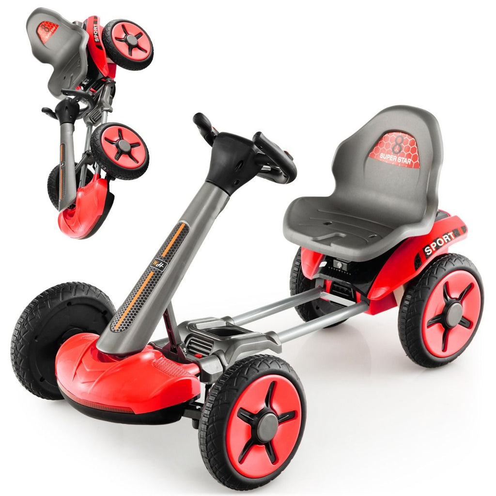 Go Kart Elettrico 12V per Bambini, Go Kart Pieghevole Con Volante E Sedile Regolabili Pulsante Di Avvio