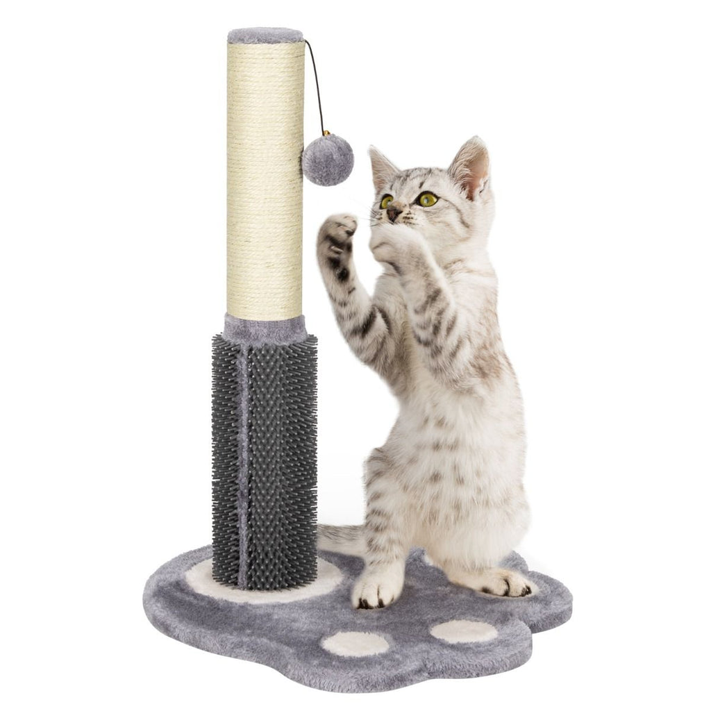 Tiragraffi per Gatti Grandi Adulti a Forma Di Zampa, Albero Tiragraffi Con Piattaforme Amaca 38X38X52Cm Grigio