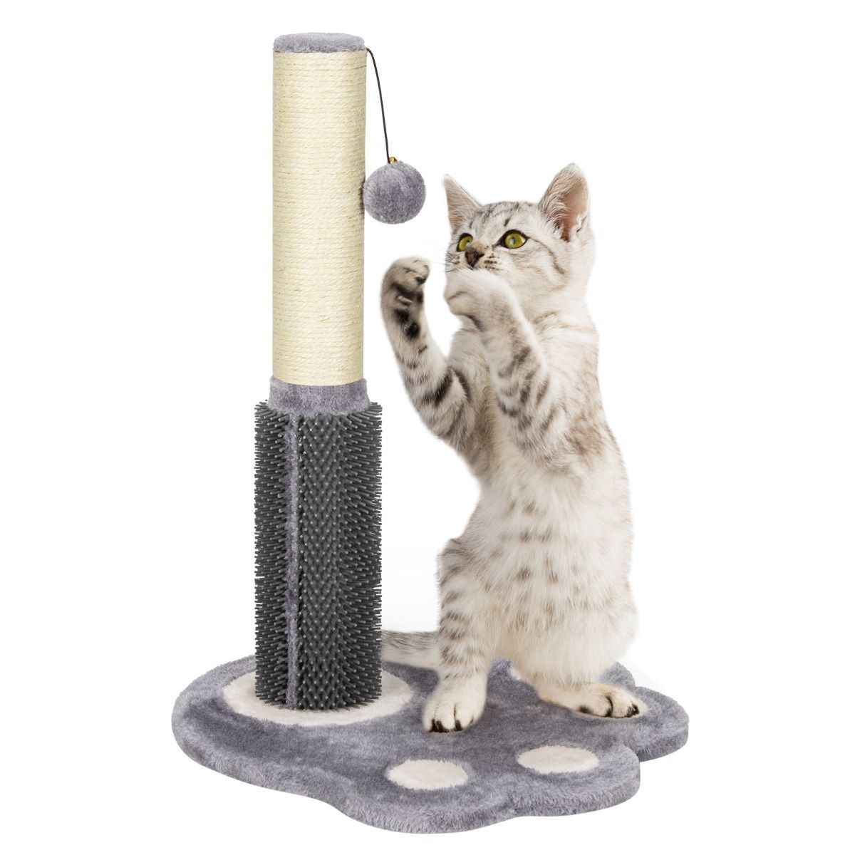 Tiragraffi per Gatti Grandi Adulti a Forma Di Zampa, Albero Tiragraffi Con Piattaforme Amaca 38X38X52Cm Grigio
