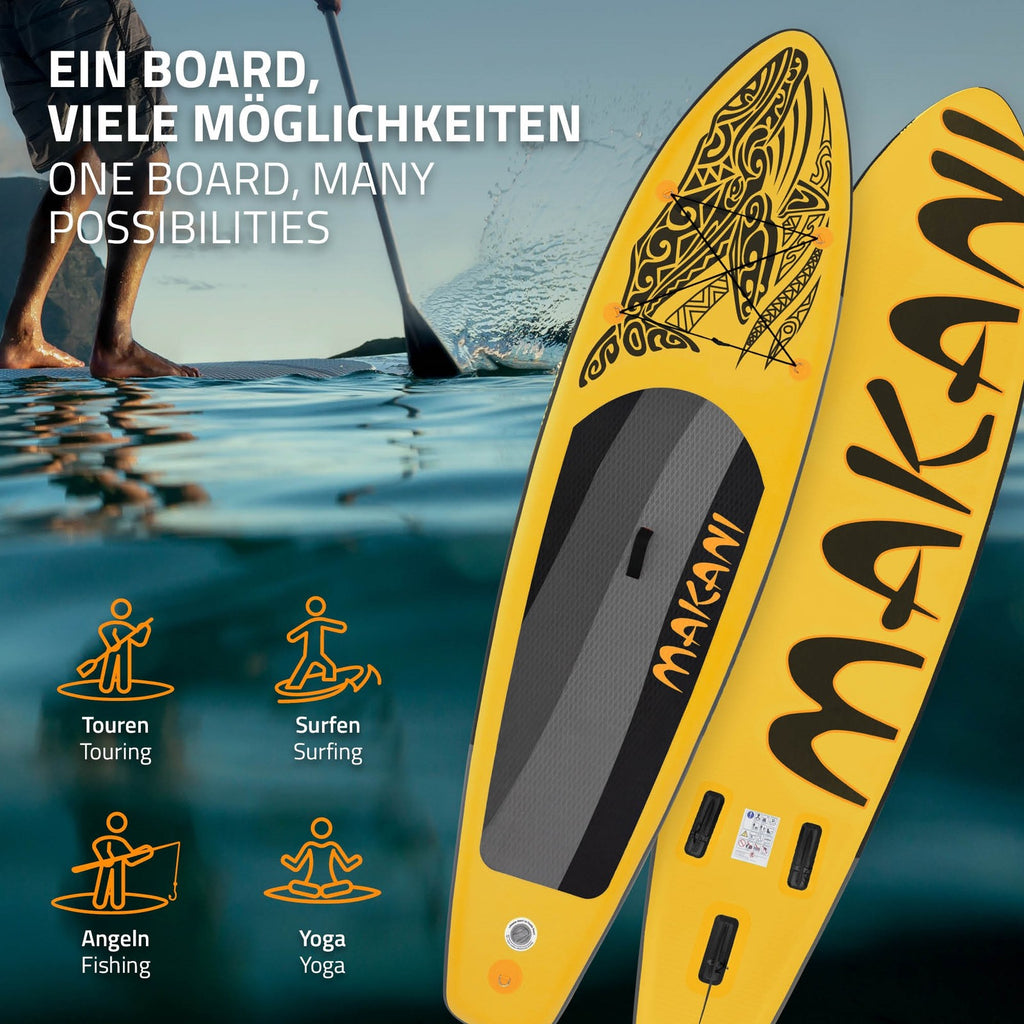 Surfboard Stand up Paddle Board SUP Gonfiabile Con Pagaia E Pompa Giallo 320X80