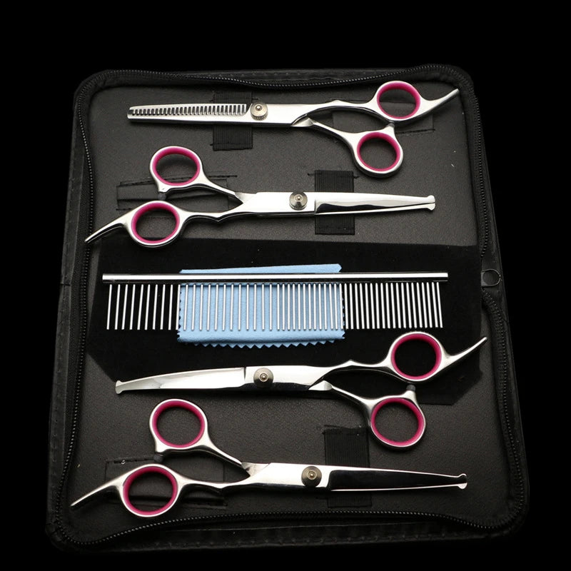 Safe Stainless Steel Pet Scissors for Dog Grooming Comfortable Rounded Tips Curved Dog Scissors Kit Tools Gift Comb