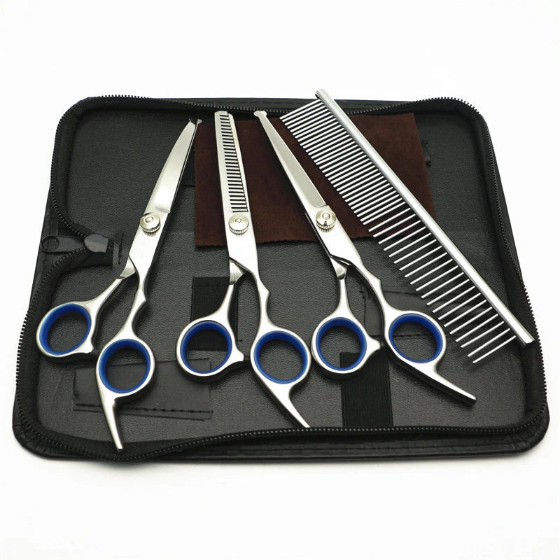 Safe Stainless Steel Pet Scissors for Dog Grooming Comfortable Rounded Tips Curved Dog Scissors Kit Tools Gift Comb