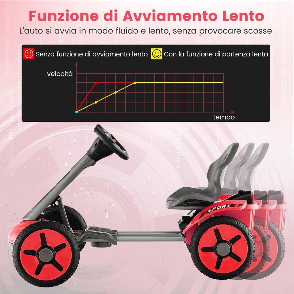 Go Kart Elettrico 12V per Bambini, Go Kart Pieghevole Con Volante E Sedile Regolabili Pulsante Di Avvio