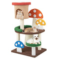 Albero per Gatti a Fungo 4-In-1 Con Condo, Piattaforma E Palla a Molla, Torre Multi-Livello per Gatti Colorato