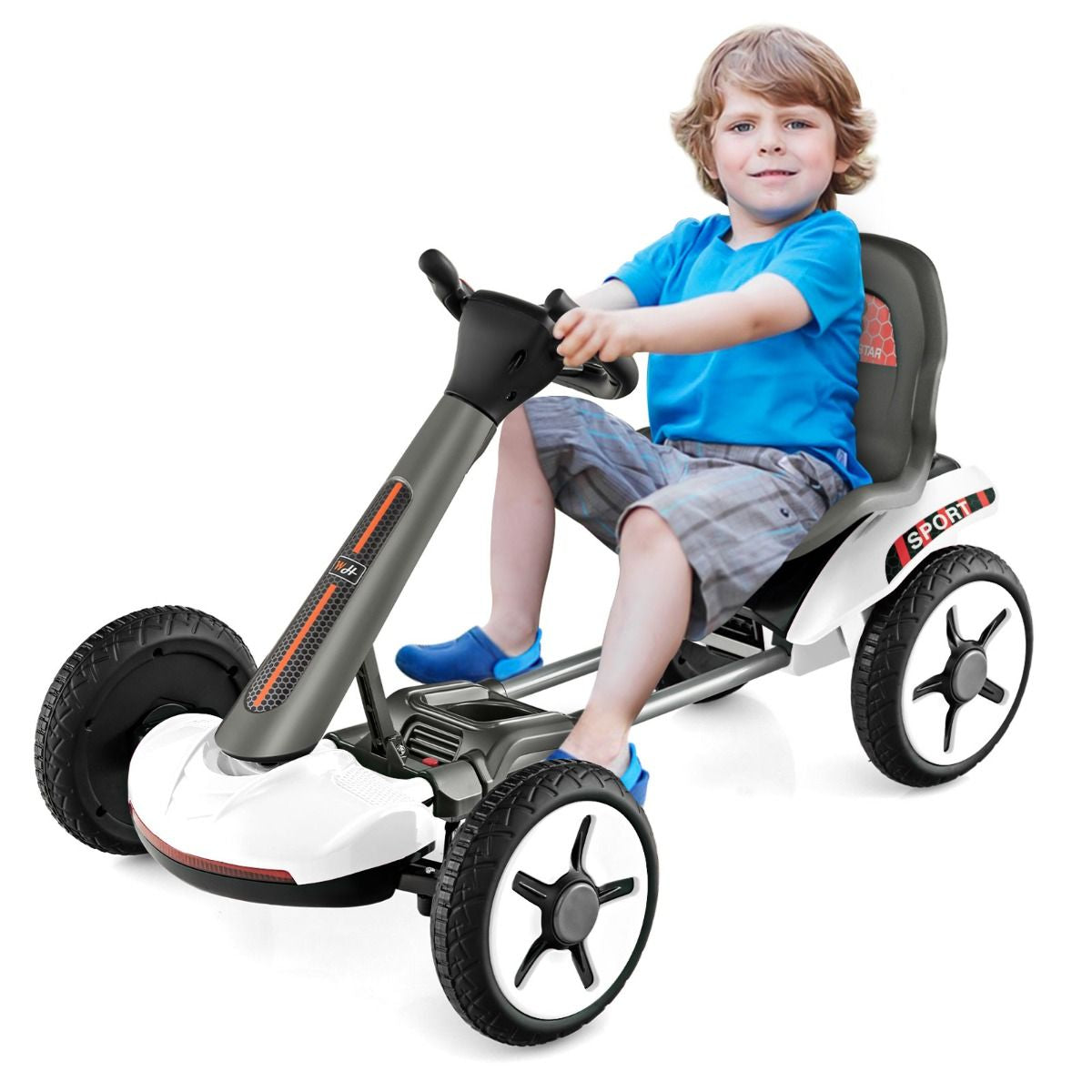 Go Kart Elettrico 12V per Bambini, Go Kart Pieghevole Con Volante E Sedile Regolabili Pulsante Di Avvio
